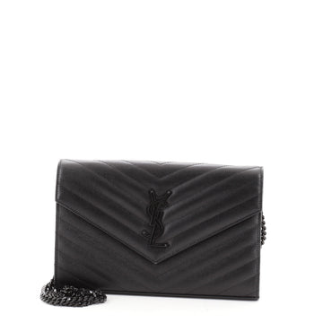 Saint Laurent Classic Monogram Wallet on Chain Matelasse Chevron Leather Medium