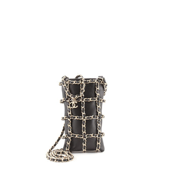 Chanel Chain Frame Phone Clutch with Chain Lambskin