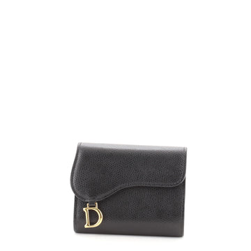 Christian Dior Saddle Flap Wallet Leather Mini