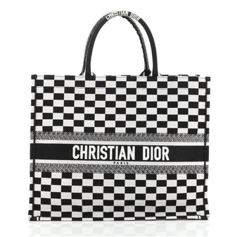 Christian Dior Book Tote Check Canvas