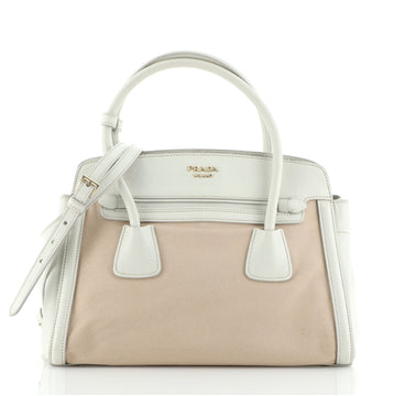 Prada Cuir Frame Convertible Tote Canvas and Saffiano Leather Small