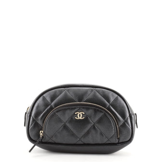 Chanel CC Cosmetic Pouch Quilted Glitter Calfskin Small