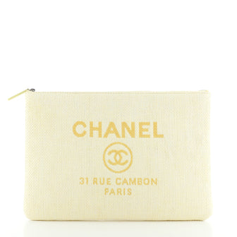 Chanel Deauville Pouch Raffia Large