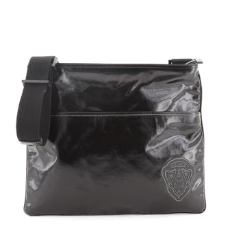 Gucci Top Zip Crest Messenger Dialux Coated Canvas Large