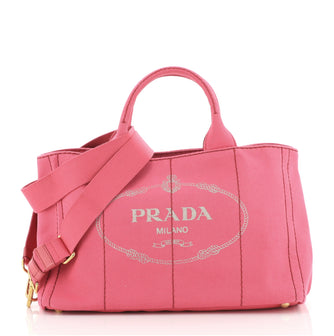 Prada Canapa Convertible Tote Canvas Medium