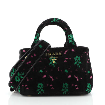 Prada Canapa Convertible Shopping Tote Printed Velvet Small