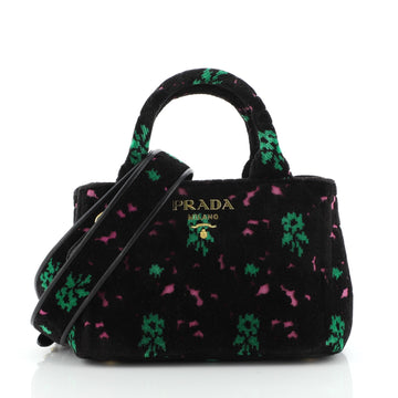 Prada Canapa Convertible Shopping Tote Printed Velvet Small