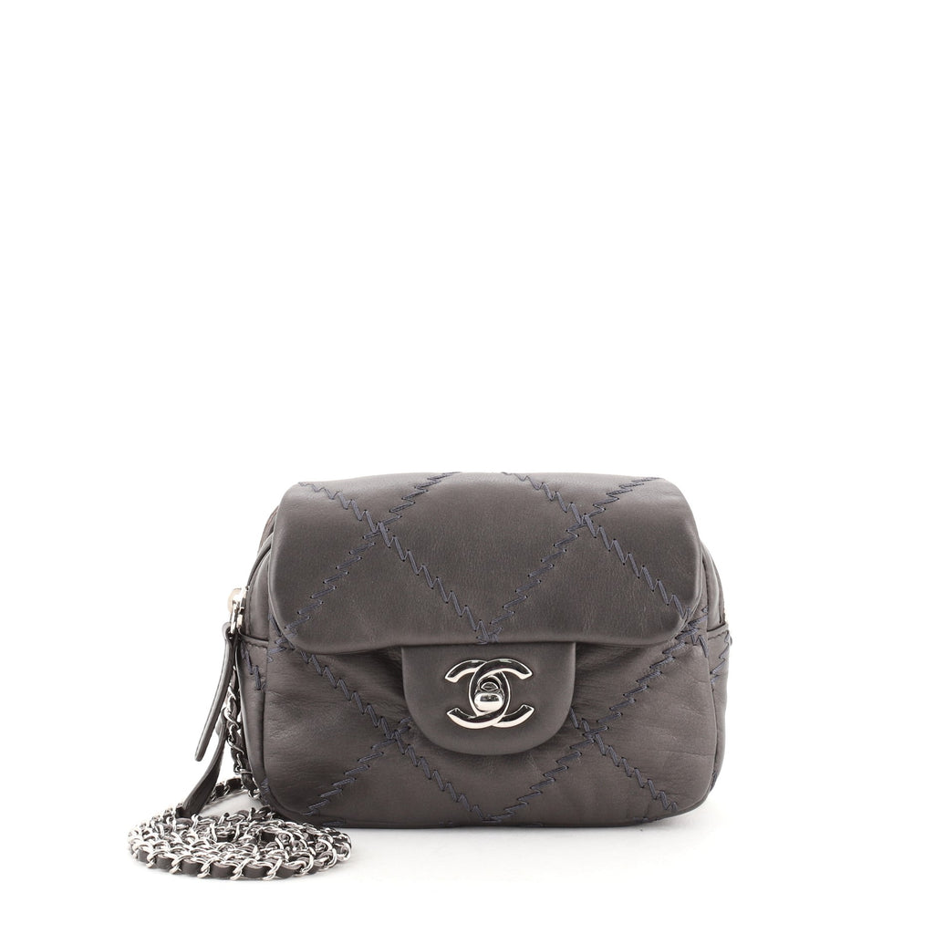 Chanel Ultimate Stitch Wallet on Chain Flap Quilted Lambskin Mini Gray  58674337