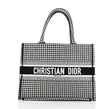 Christian Dior Book Tote Houndstooth Canvas Small