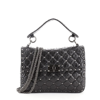 Valentino Rockstud Spike Flap Bag Quilted Leather Medium