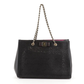 Salvatore Ferragamo Melike Tote Laser Cut Leather Medium