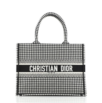 Christian Dior Book Tote Houndstooth Canvas Small