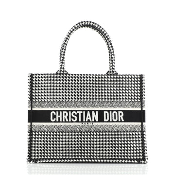 Christian Dior Book Tote Houndstooth Canvas Small