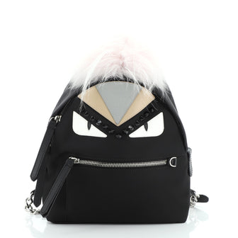 Fendi Monster Backpack Nylon with Leather and Fur Mini