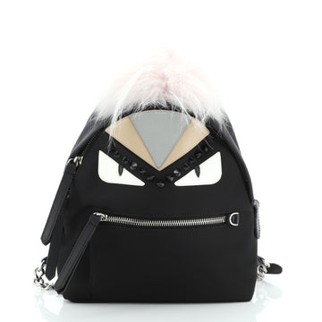 Fendi Monster Backpack Nylon with Leather and Fur Mini