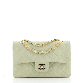 Chanel Vintage Classic Double Flap Bag Quilted Suede Small