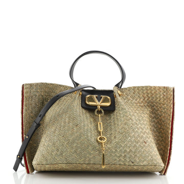 Valentino VLogo Escape Tote Straw Medium