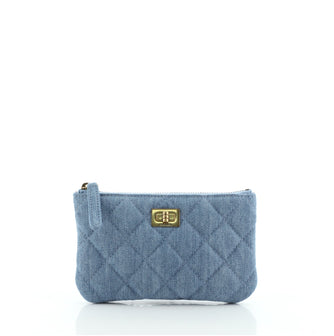 Chanel Reissue 2.55 O Case Pouch Quilted Denim Mini