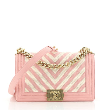 Chanel Boy Flap Bag Braided Chevron Cording and Calfskin Old Medium