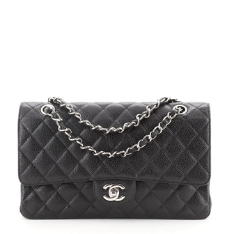 Chanel Vintage Classic Double Flap Bag Quilted Caviar Medium