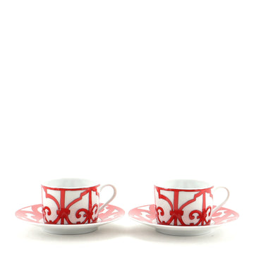 Hermes Balcon du Guadalquivir 4-Piece Teacup & Saucer Set Printed Porcelain
