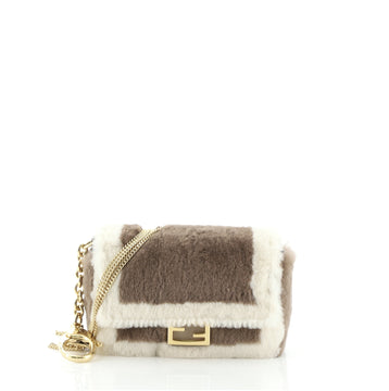 Fendi Chain Baguette Charm Bag Shearling Nano