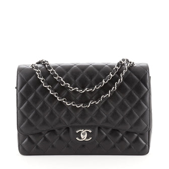 Chanel Classic Double Flap Bag Quilted Caviar Maxi