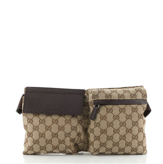 Gucci Vintage Double Belt Bag GG Canvas