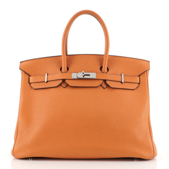 Hermes Birkin Handbag Orange Togo with Palladium Hardware 35