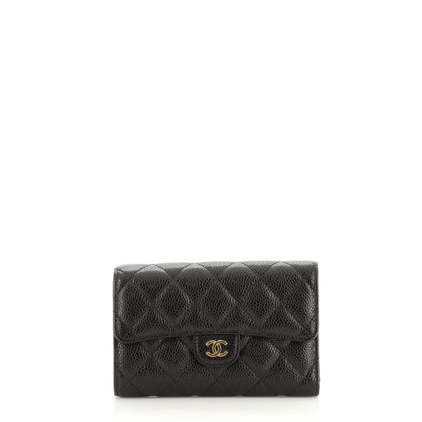 Chanel 13831281 Black Lambskin Quilted Classic Flap Compact Medium