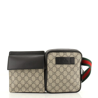 Gucci Double Web Belt Bag GG Coated Canvas with Leather