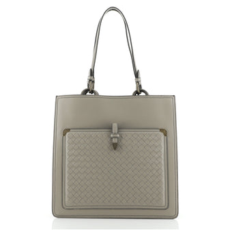 Bottega Veneta Ring Pocket Shopping Tote Leather with Intrecciato Detail Medium