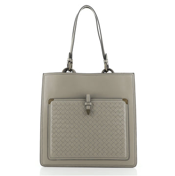 Bottega Veneta Ring Pocket Shopping Tote Leather with Intrecciato Detail Medium