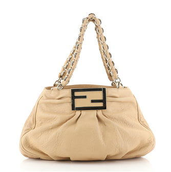 Fendi Mia Tote Pebbled Leather Medium
