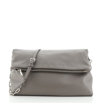 Prada Fold Over Chain Flap Bag Soft Calfskin Medium