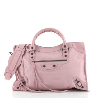 Balenciaga City Classic Studs Bag Lizard Embossed Leather Medium