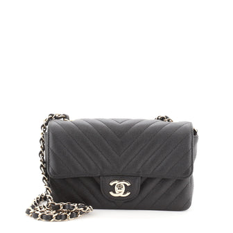 Chanel Classic Single Flap Bag Chevron Caviar Mini