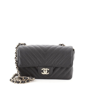 Chanel Classic Single Flap Bag Chevron Caviar Mini
