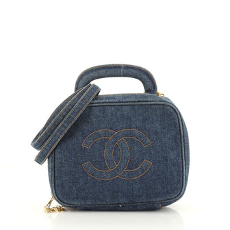 Chanel Vintage Timeless Zip Around Vanity Case Denim Mini