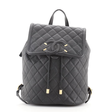 Chanel Filigree Backpack Quilted Caviar Large