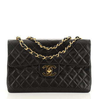 Chanel Vintage Classic Single Flap Bag Quilted Lambskin Maxi