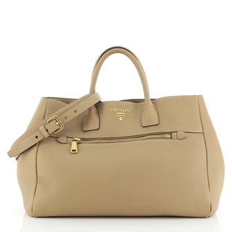 Prada Front Pocket Convertible Tote Vitello Daino Medium
