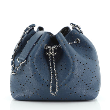 Chanel CC Drawstring Bucket Bag Perforated Caviar Medium