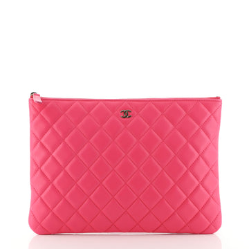 Chanel O Case Clutch Quilted Perforated Lambskin Medium