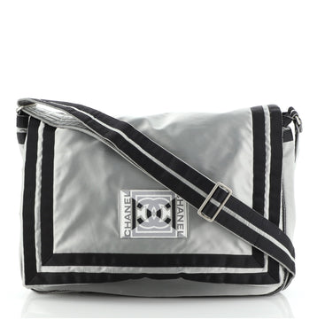 Chanel Sport Line Flap Messenger Bag Satin Medium