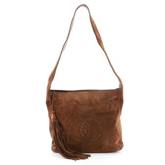 Chanel Vintage CC Shoulder Bag Suede Medium