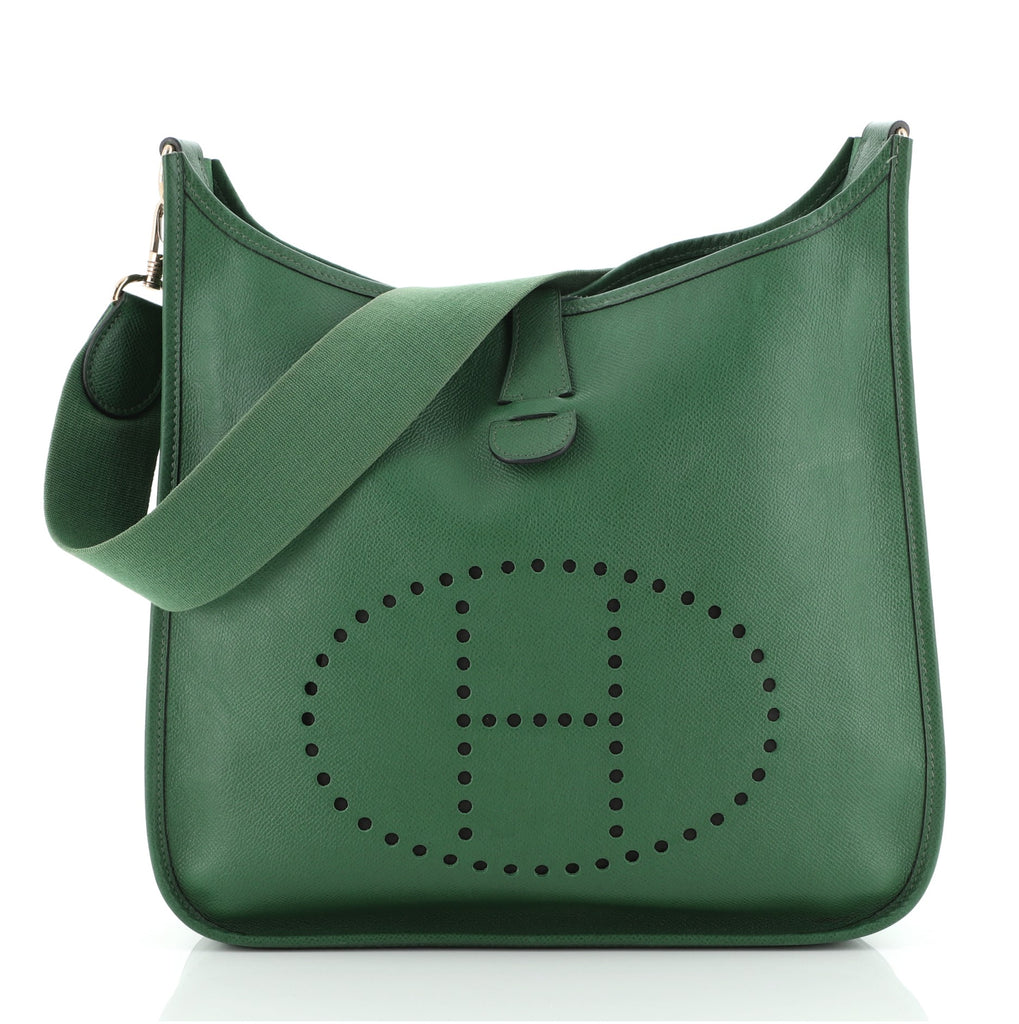 Hermes Green Courchevel Leather Evelyne I GM - shop 