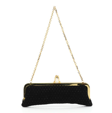 Christian Louboutin Miss Loubi Chain Clutch Crystal Embellished Velvet