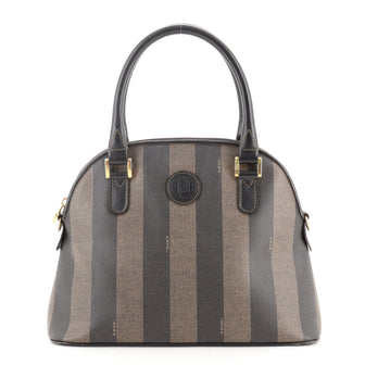 Fendi Vintage Dome Satchel Pequin Coated Canvas Medium