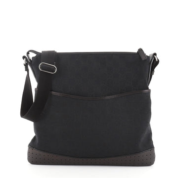 Gucci Zip Messenger Bag GG Canvas with Perforated Leather Medium